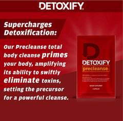 Detoxify Precleanse bottle pour showing easy daily usage