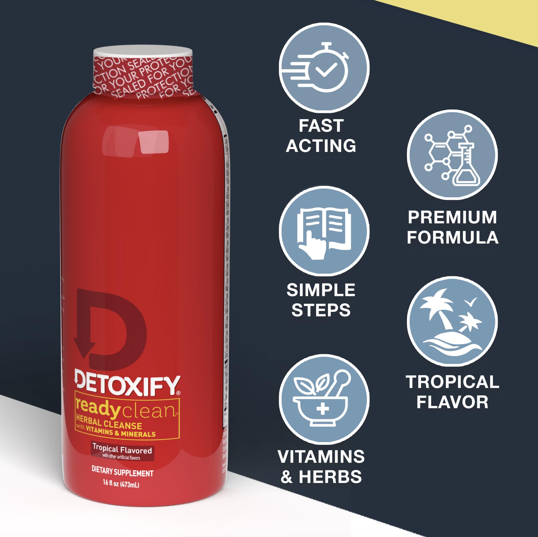 Detoxify Ready Clean pour shot captures swift cleansing action.