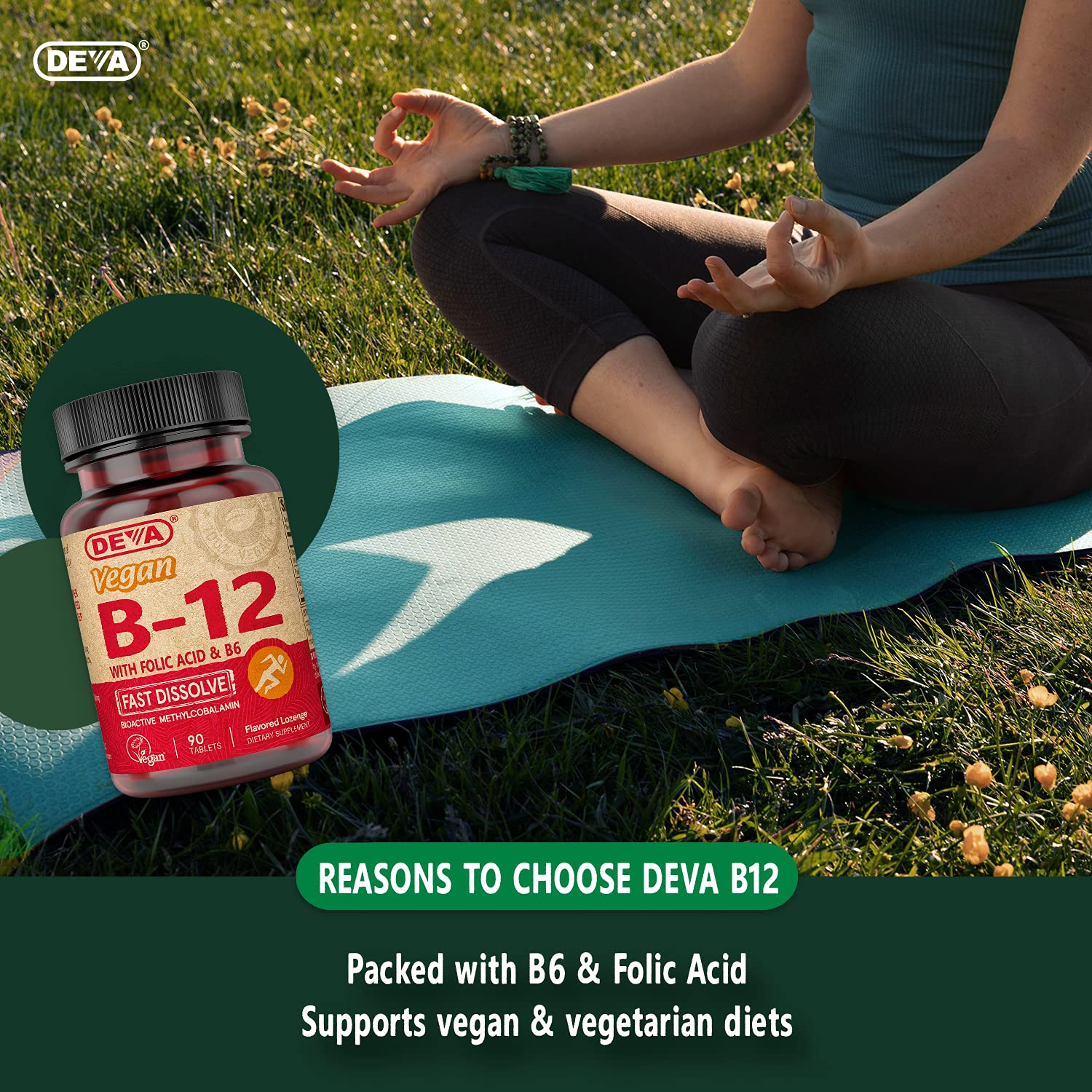 DEVA B12 ingredients label shows transparency and potency.
