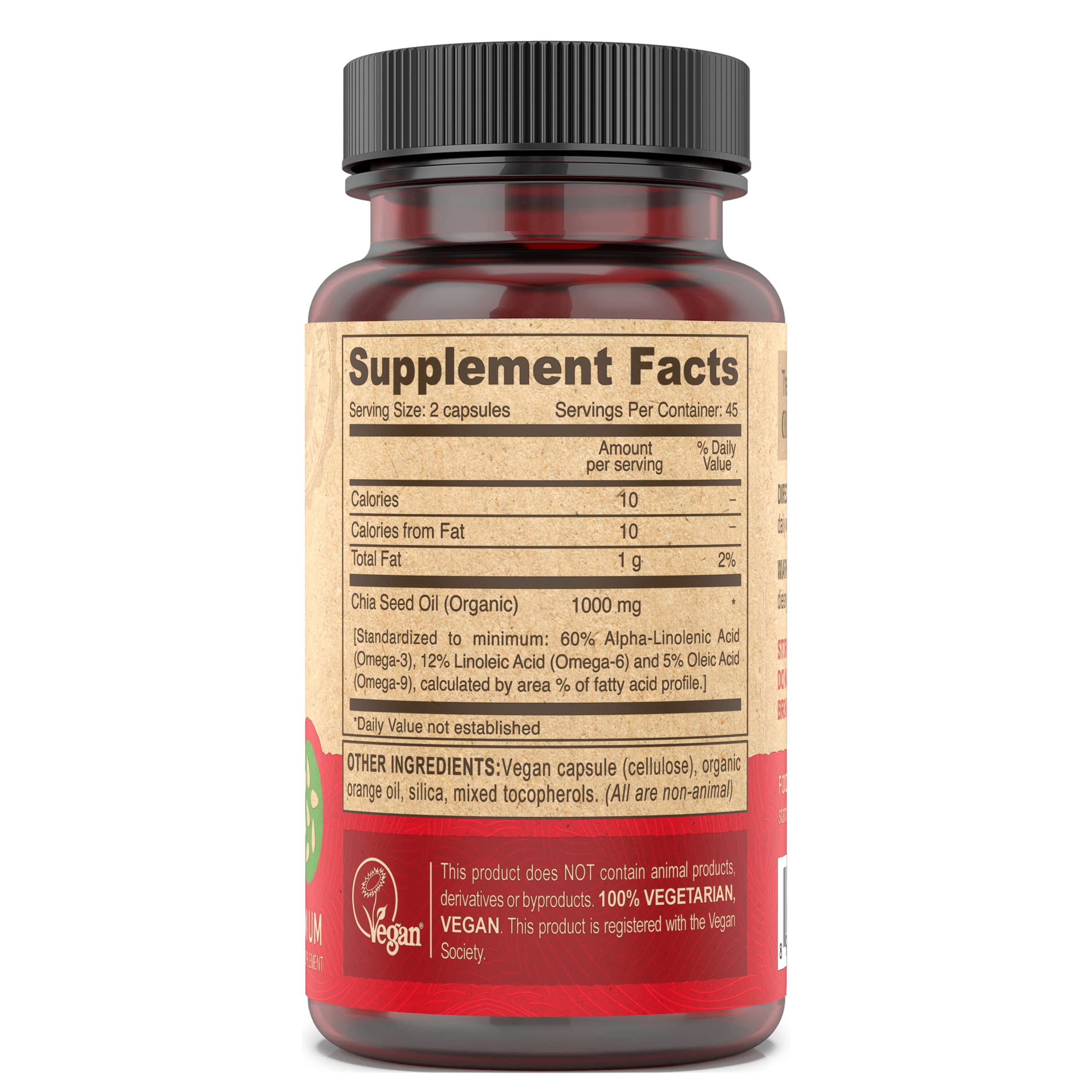 DEVA Chia Seed Oil label close-up—organic, unrefined extraction for clean nutrition.