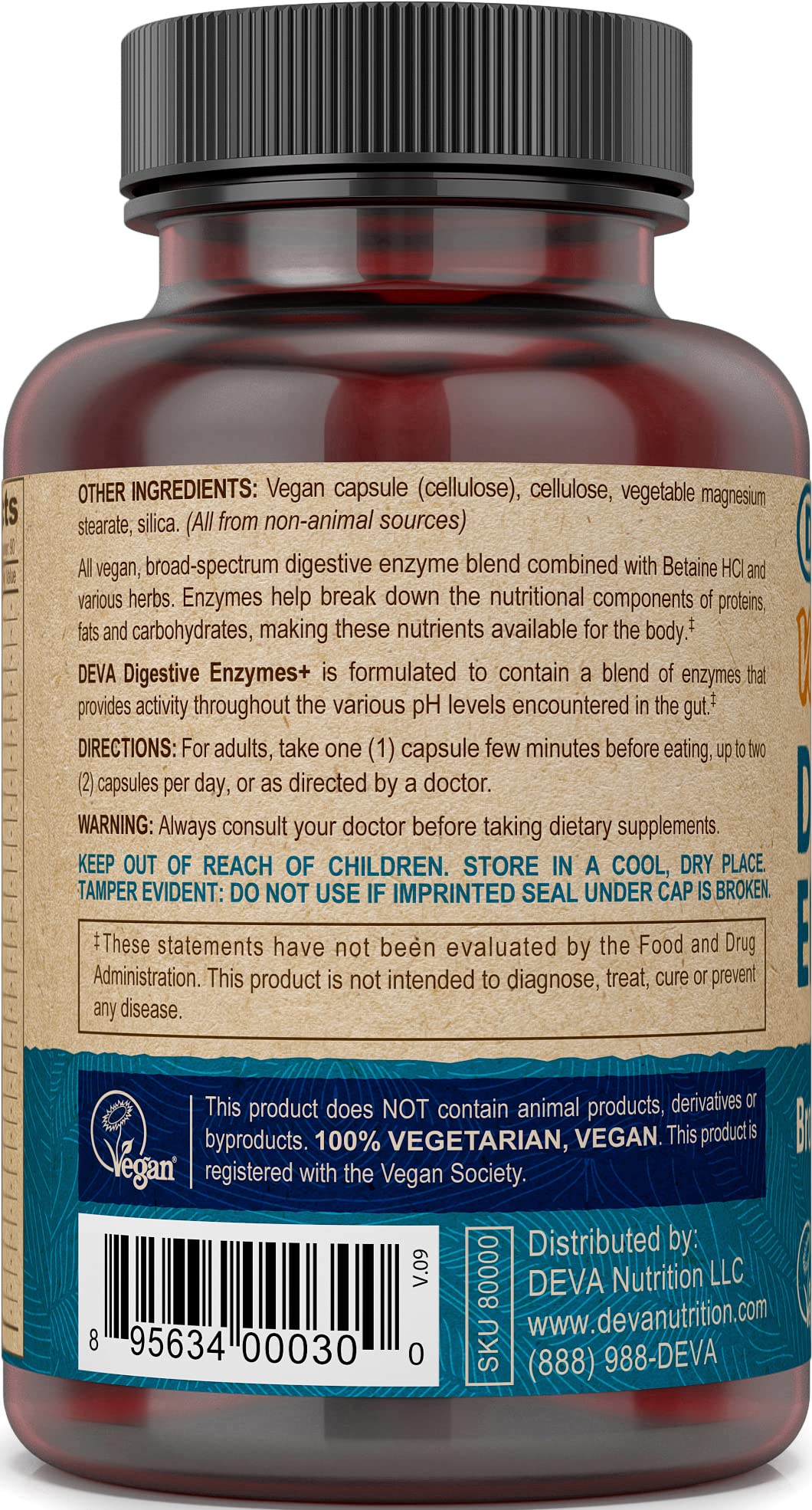 DEVA Capsules support protein, fat, carbohydrate breakdown.