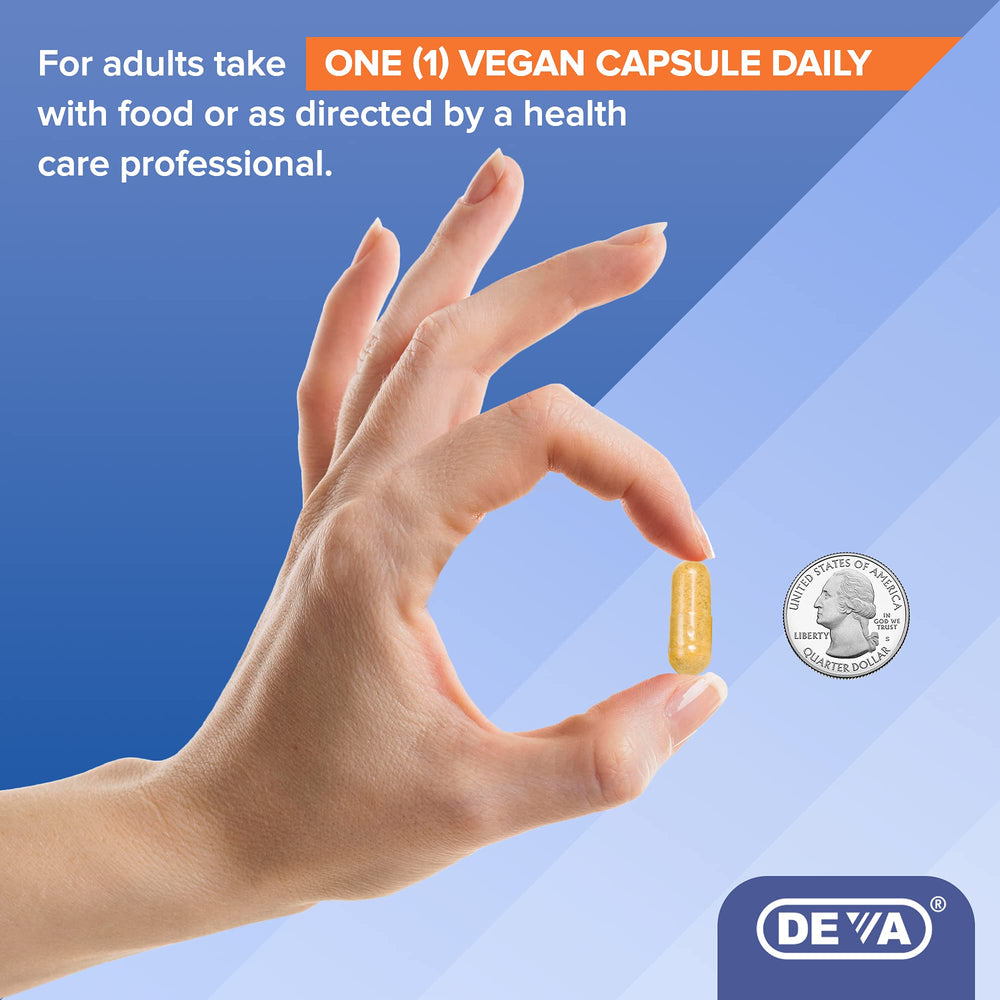 DEVA Digestive Enzymes Plus usage scene promoting vegan digestive support.