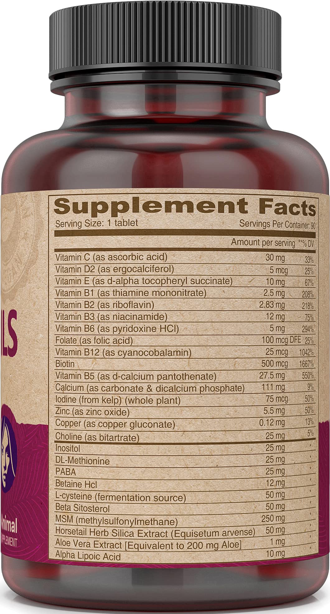 Ingredients panel highlights Aloe Vera and herbs for a balanced nutrient profile.
