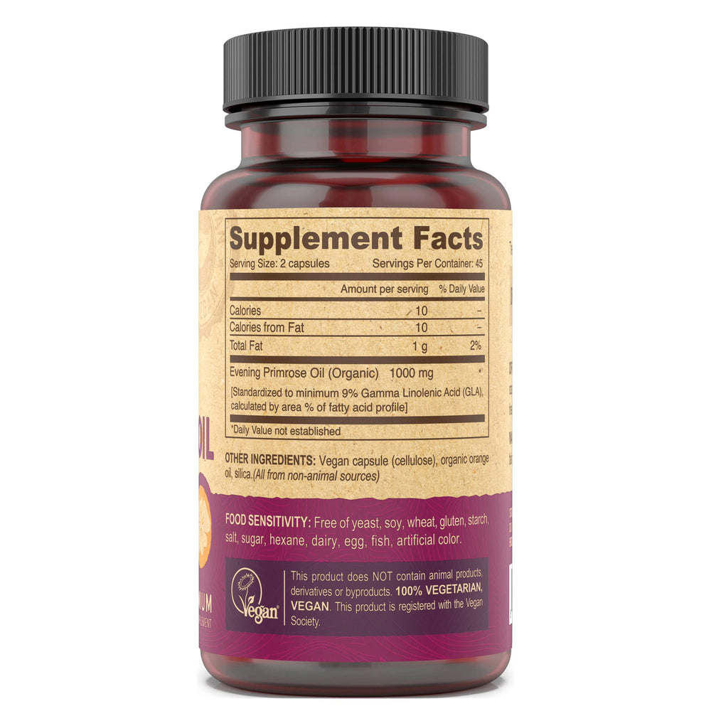 Organic, cold-pressed primrose oil from DEVA in a premium bottle.