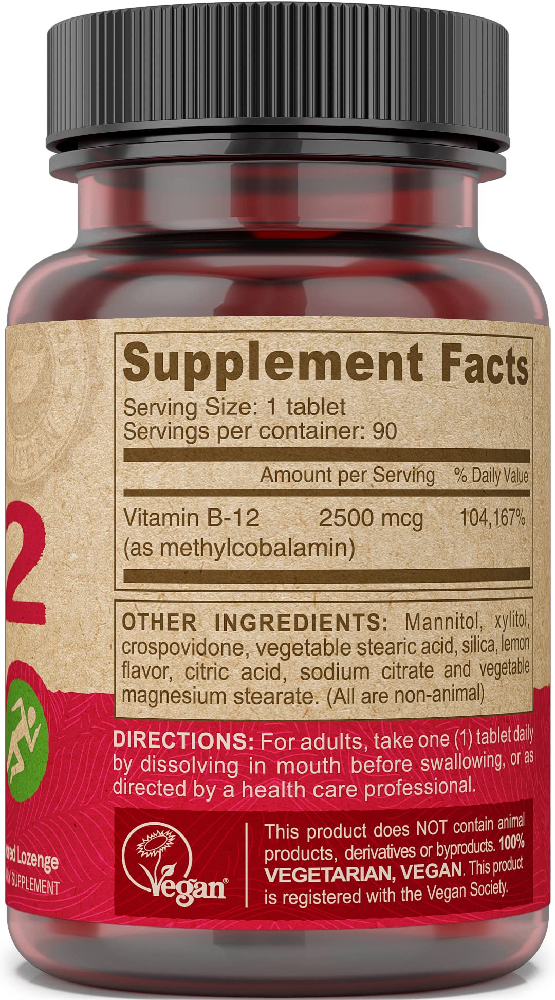 DEVA vegan B-12 packaging highlights a 90-count vegan supplement.