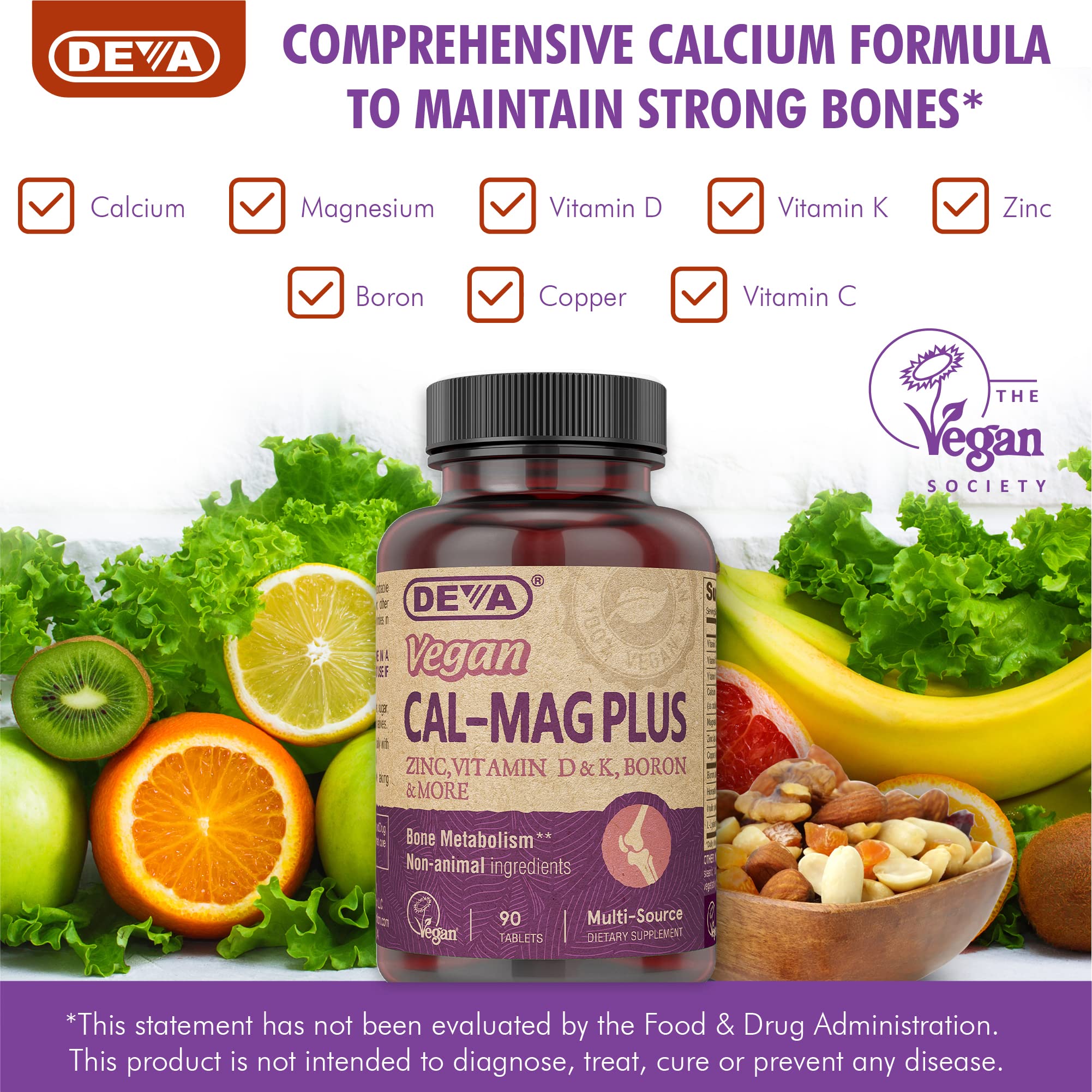 DEVA Cal MAG Plus bottle with glass of water for daily use.