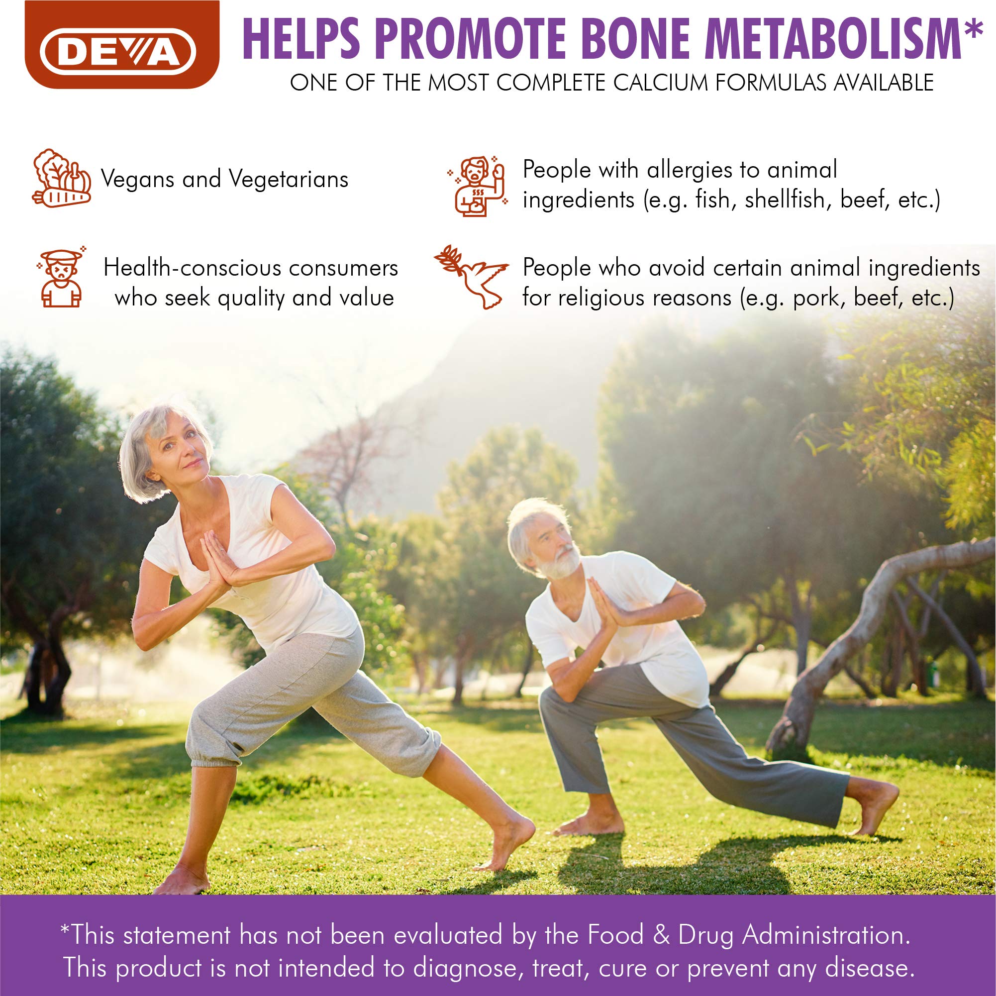 DEVA Cal MAG Plus vitamin blend includes vitamins D and K.