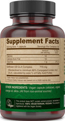 DEVA vegan CLA bottle emphasizing Non-GMO safflower oil source.
