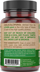 DEVA vegan D3 plant-based packaging highlights a lichen-derived source.