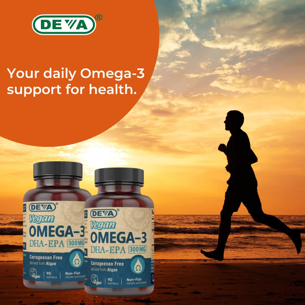 DEVA carrageenan-free softgels emphasizing veggie omega-3 benefits