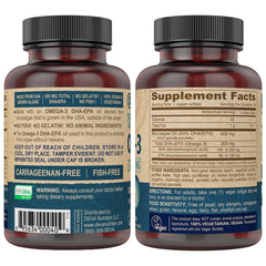 DEVA vegan DHA EPA softgels poured for daily supplementation