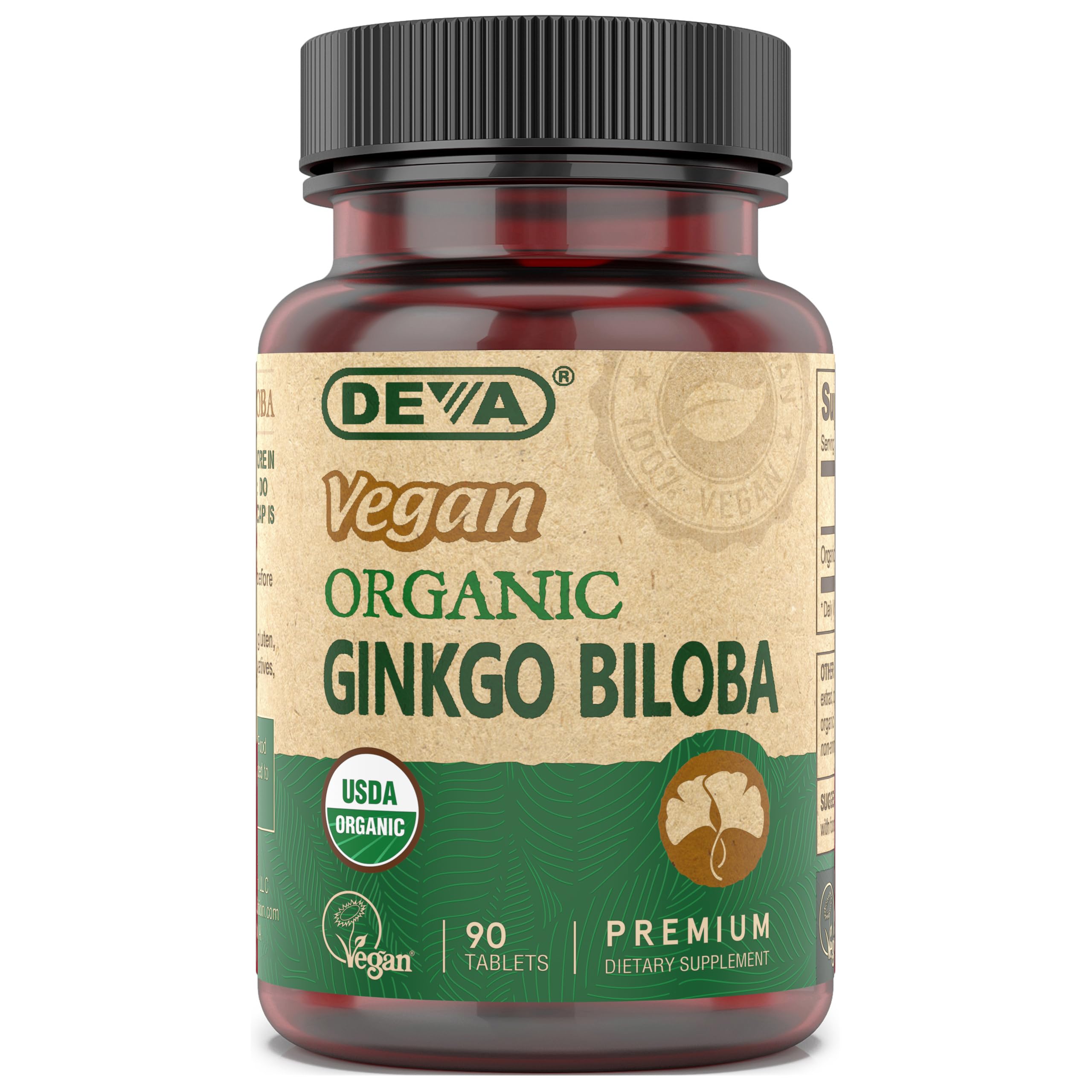 DEVA Vegan Ginkgo Biloba bottle for daily cognitive support
