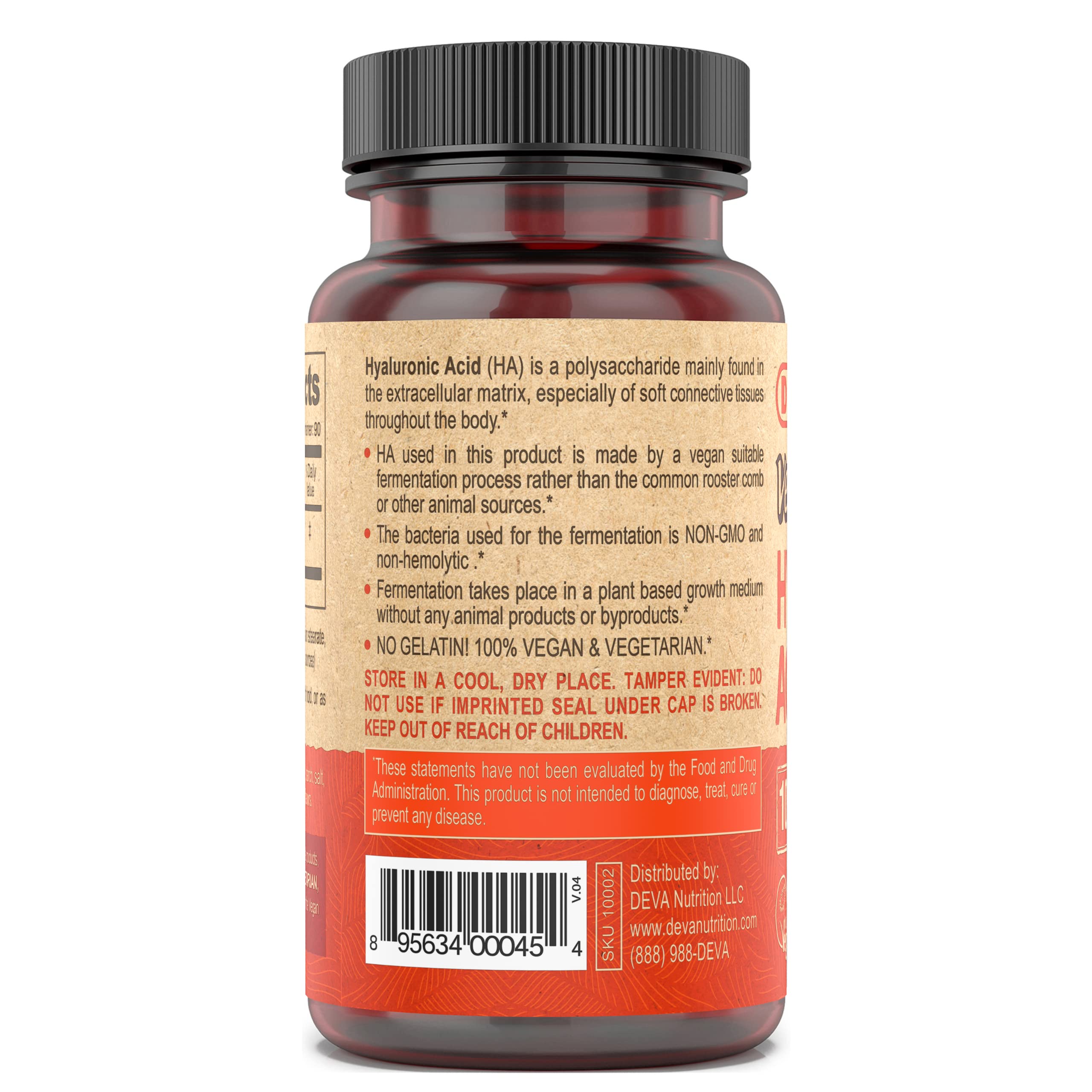 DEVA Vegan HA bottle open with 90 tablets ready for daily routine