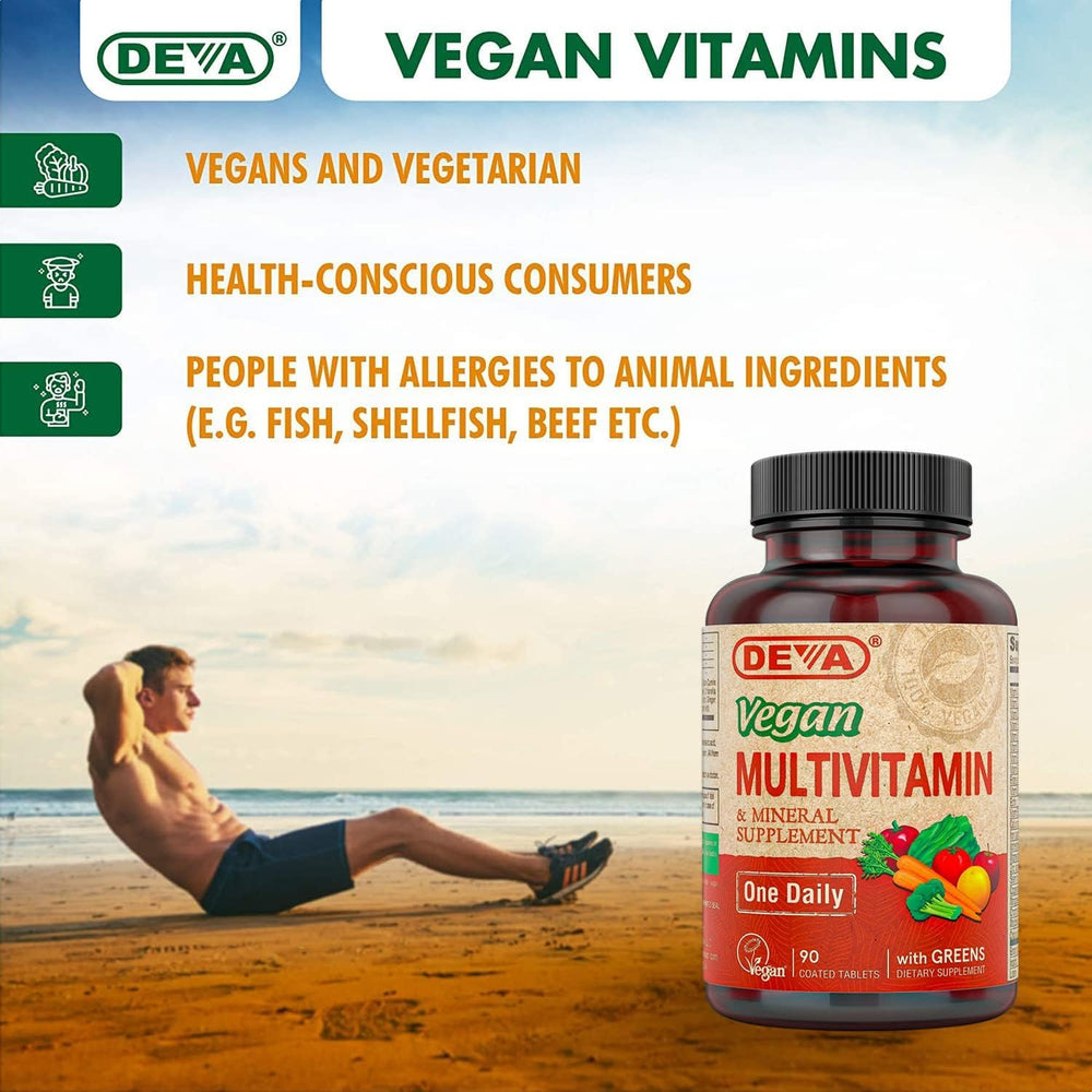 DEVA vegan multivitamin bottle with spoon suggesting easy dosing