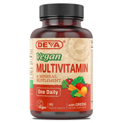 DEVA vegan multivitamin tablets close-up for daily nutrition
