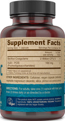 DEVA Vegan Probiotic label details show 2 Billion CFU and 100 mg FOS per serving.