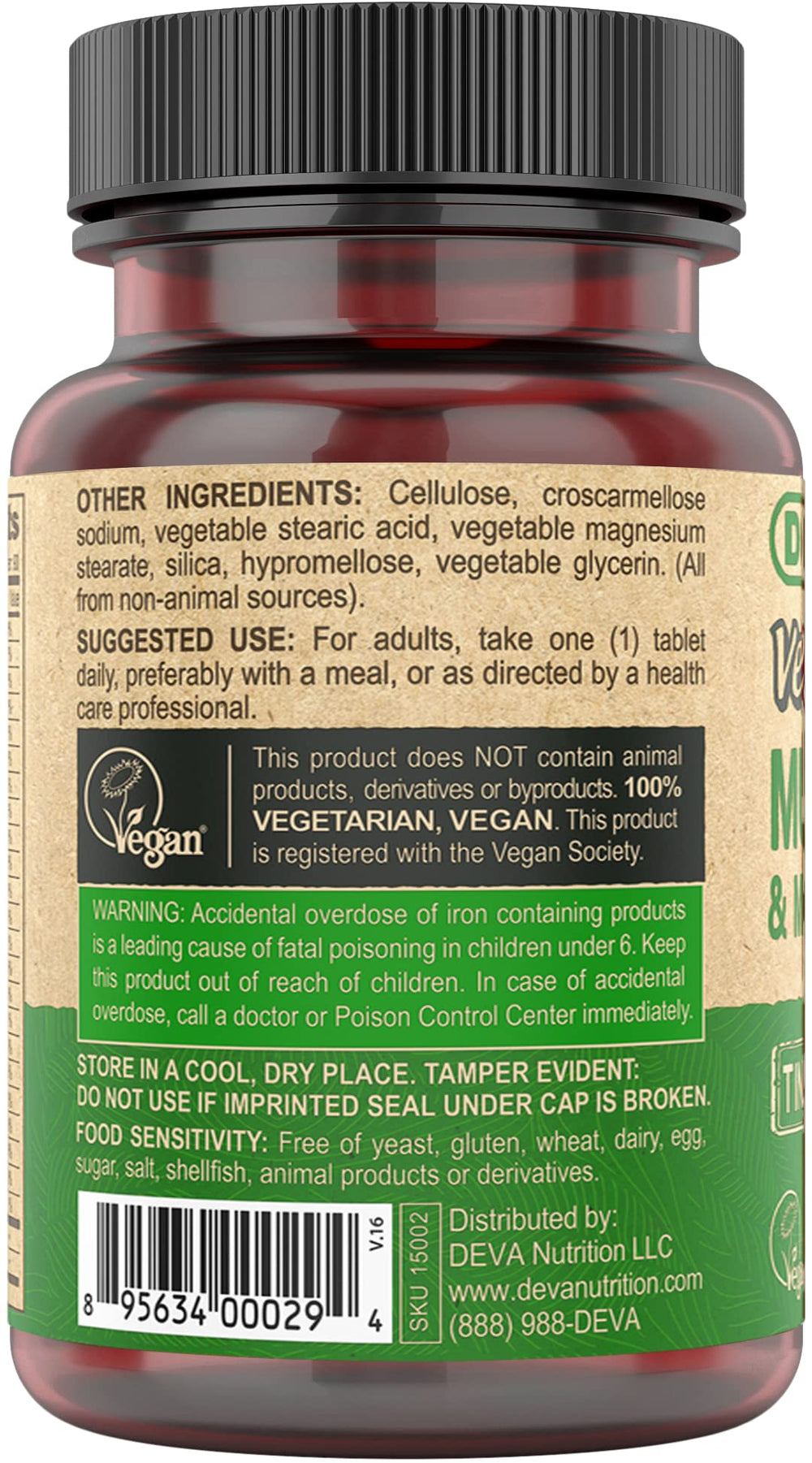 DEVA vegan tiny tablets hand holding pill for on-the-go nutrition
