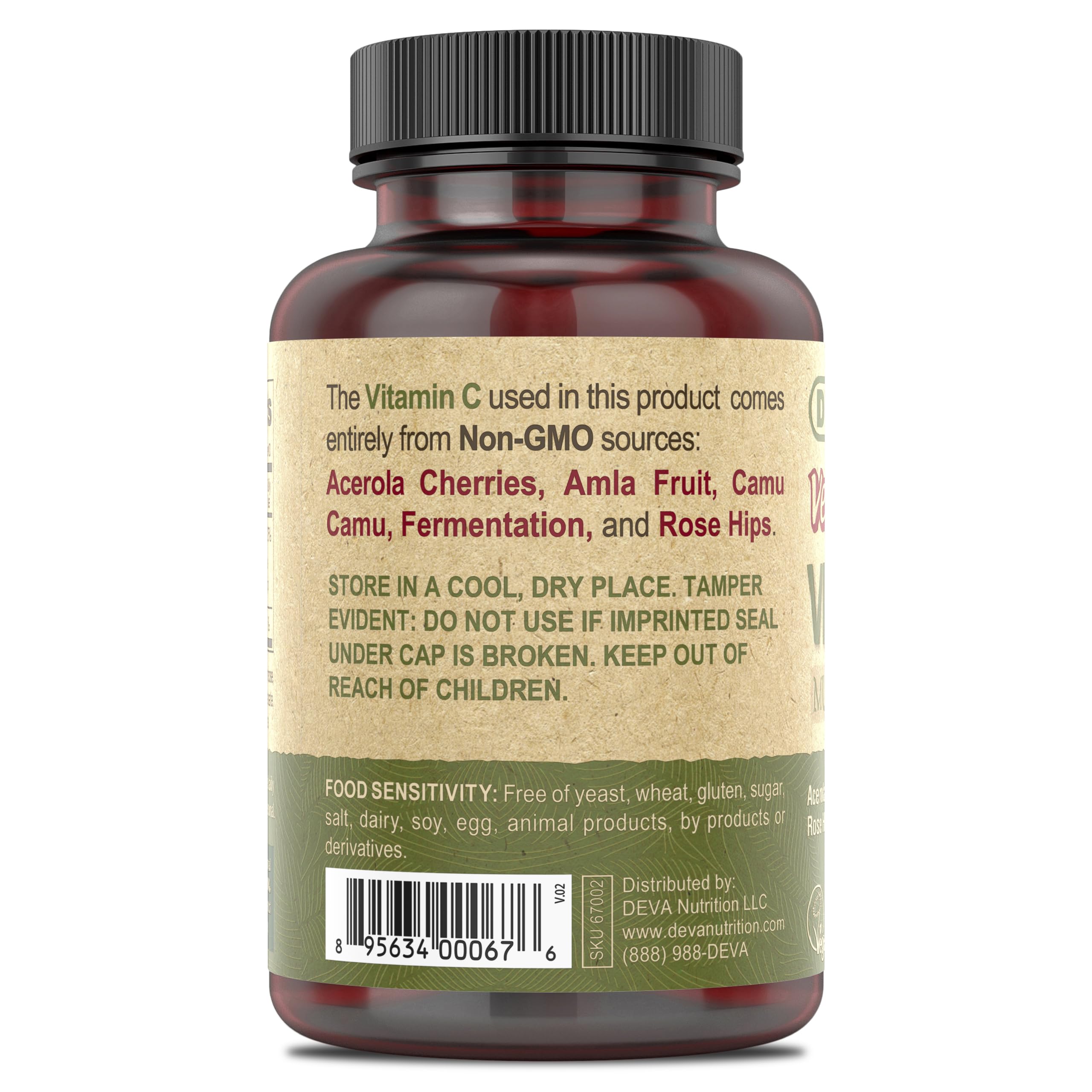 DEVA Vitamin C with calcium buffering for stomach comfort