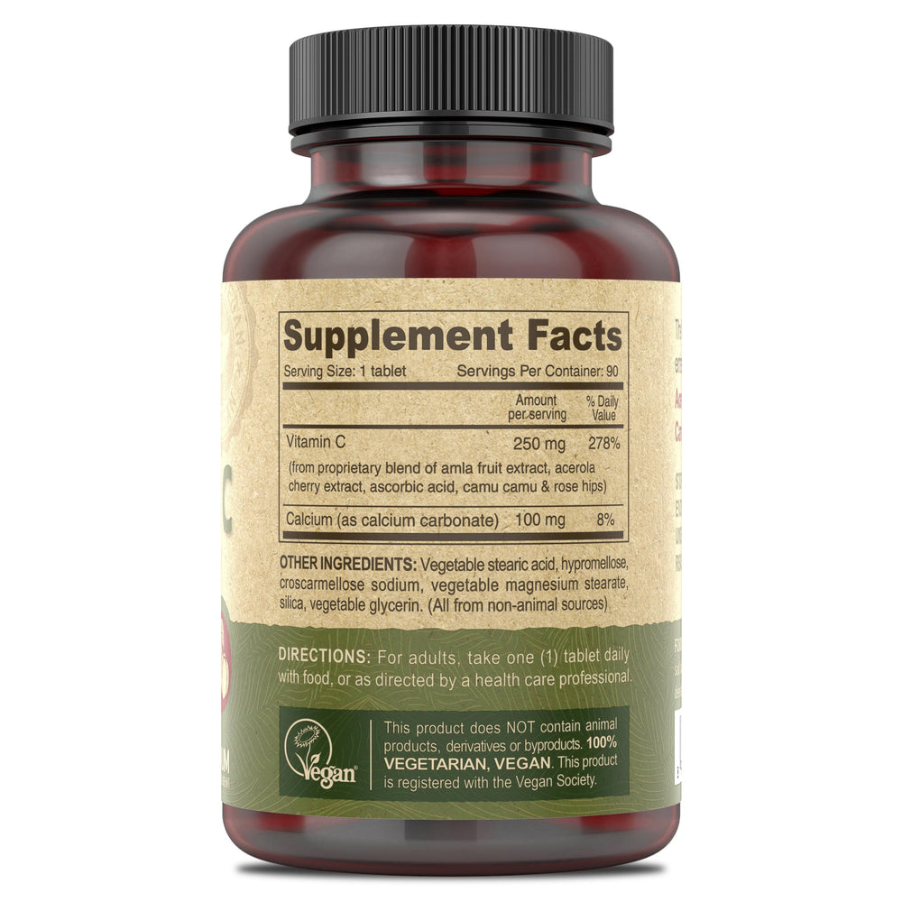 DEVA Vitamin C tablets close-up of plant-based blend for daily wellness