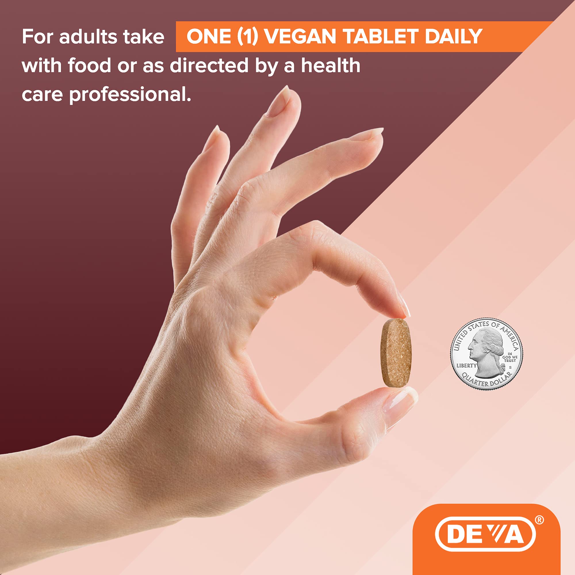 DEVA Vitamin C zinc copper blend illustration emphasizes mineral support