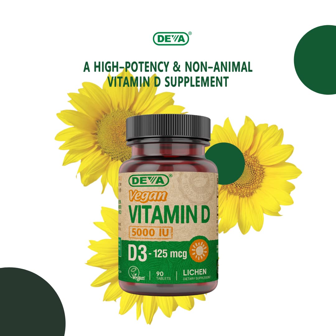 DEVA Vitamin D3 bottle in plain packaging for easy daily use
