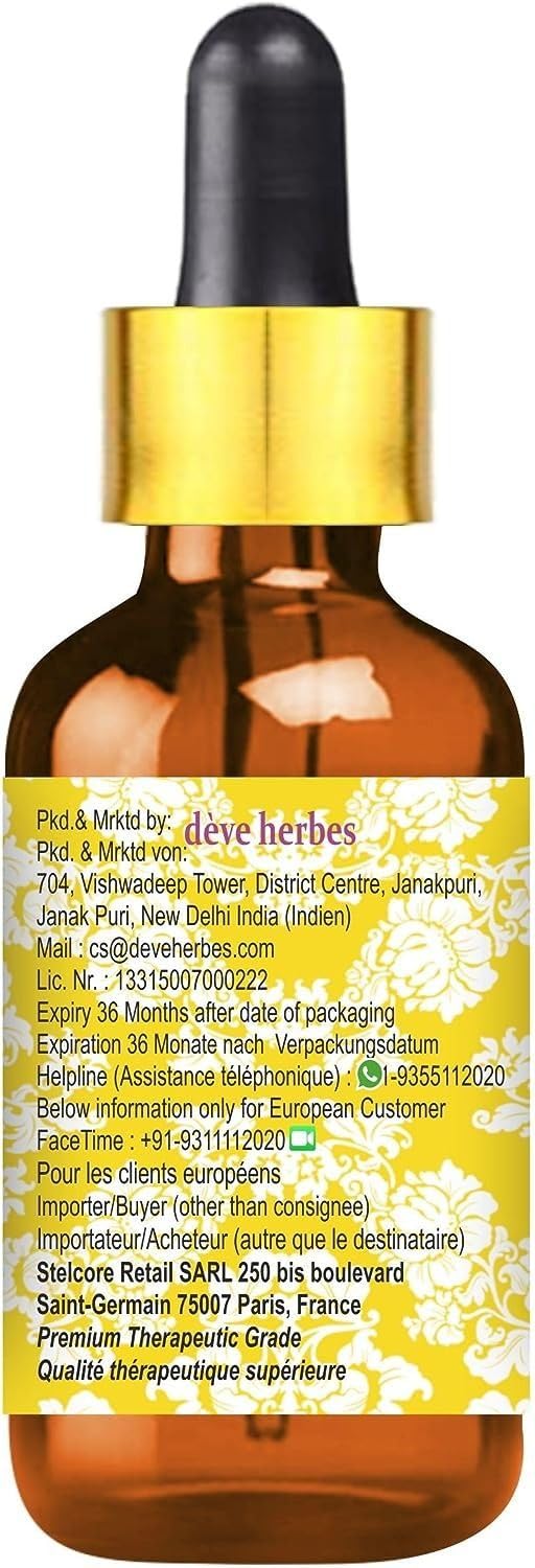 Deve Herbes Ashwagandha Oil packaging emphasizes purity and vegan formula.