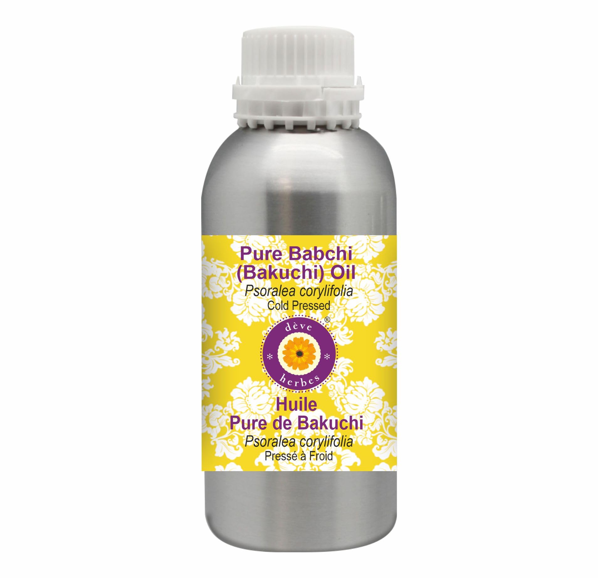 Deve Herbes Babchi oil bottle front view for skin care and dilution