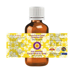 deve herbes carrot seed essential oil steam distilled label indicating quality and authenticity