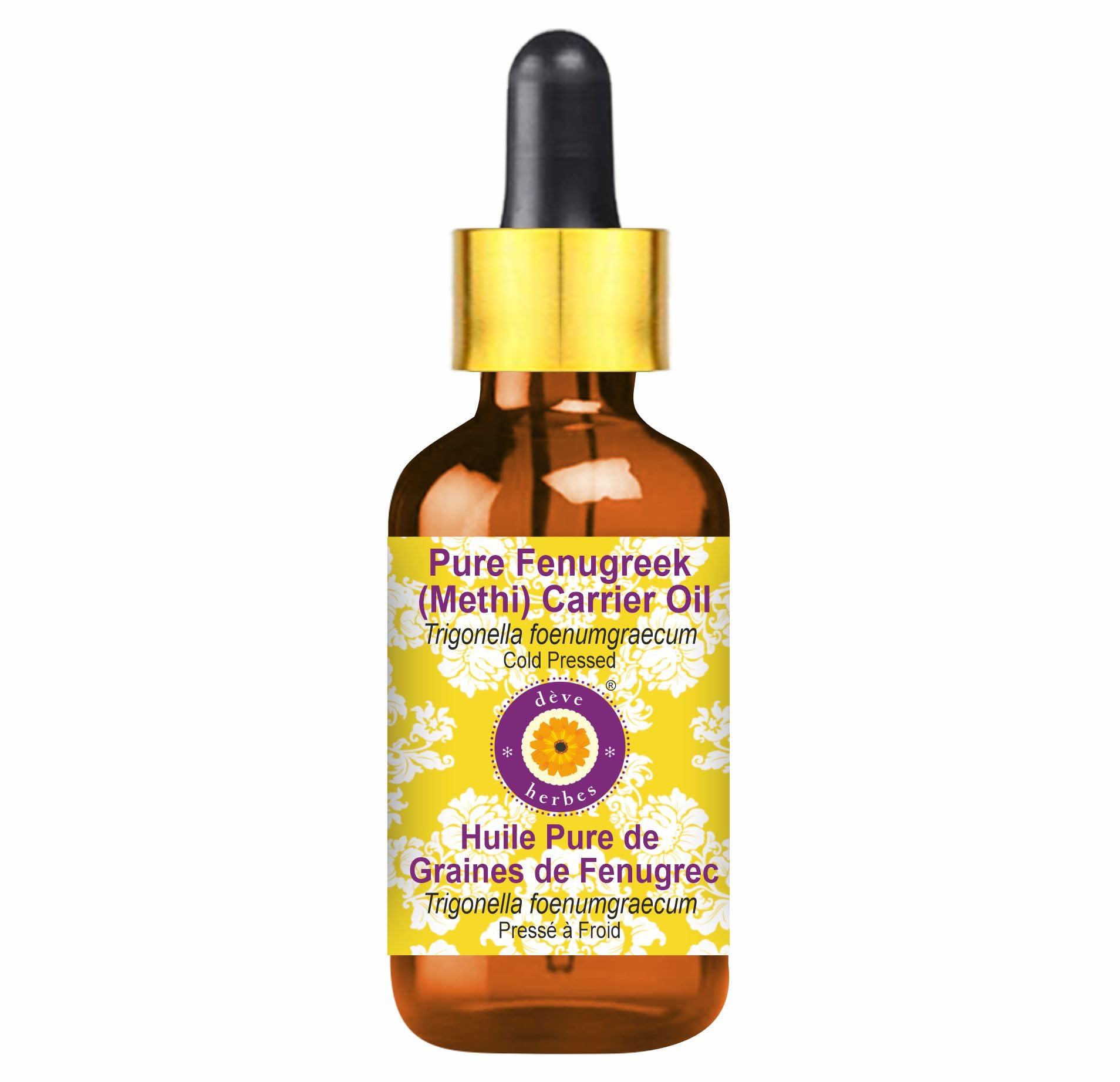 Deve Herbes Fenugreek Oil bottle for safe dilution and skin care.