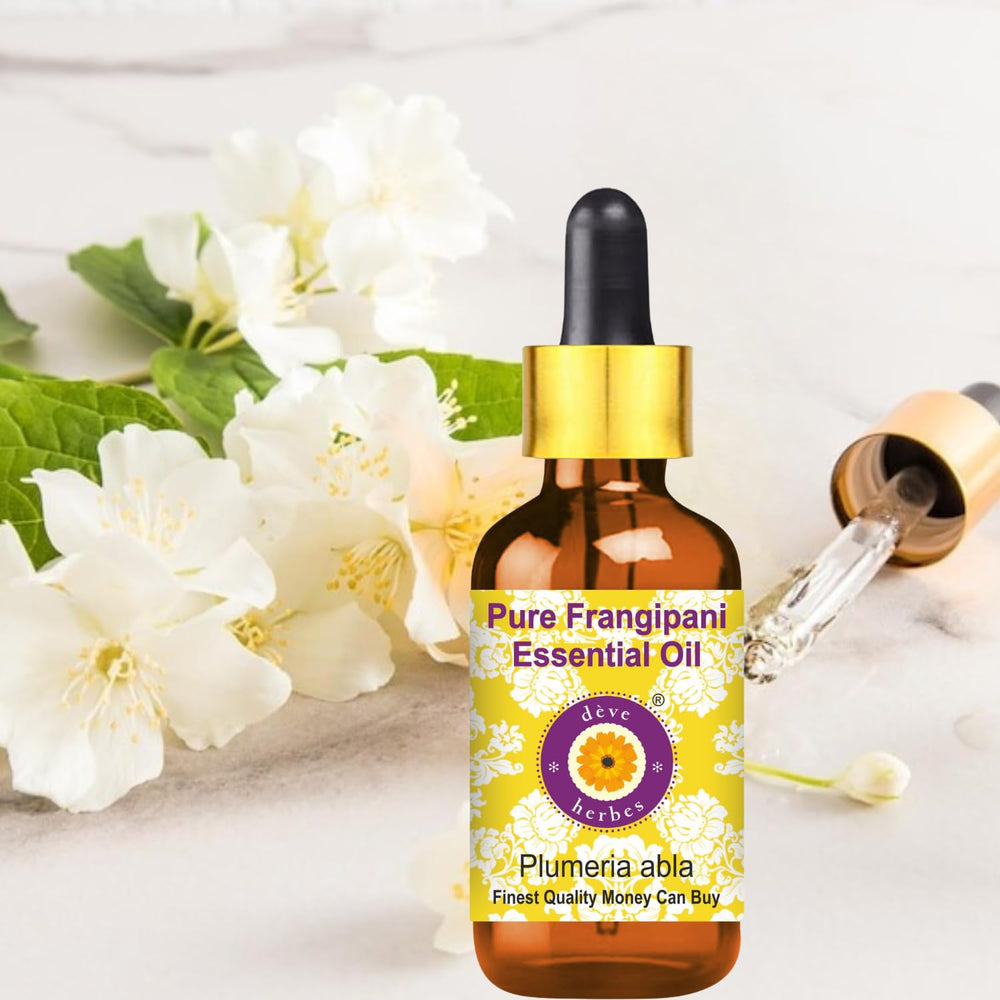 packaged Frangipani oil in amber bottle for daily skincare and travel.