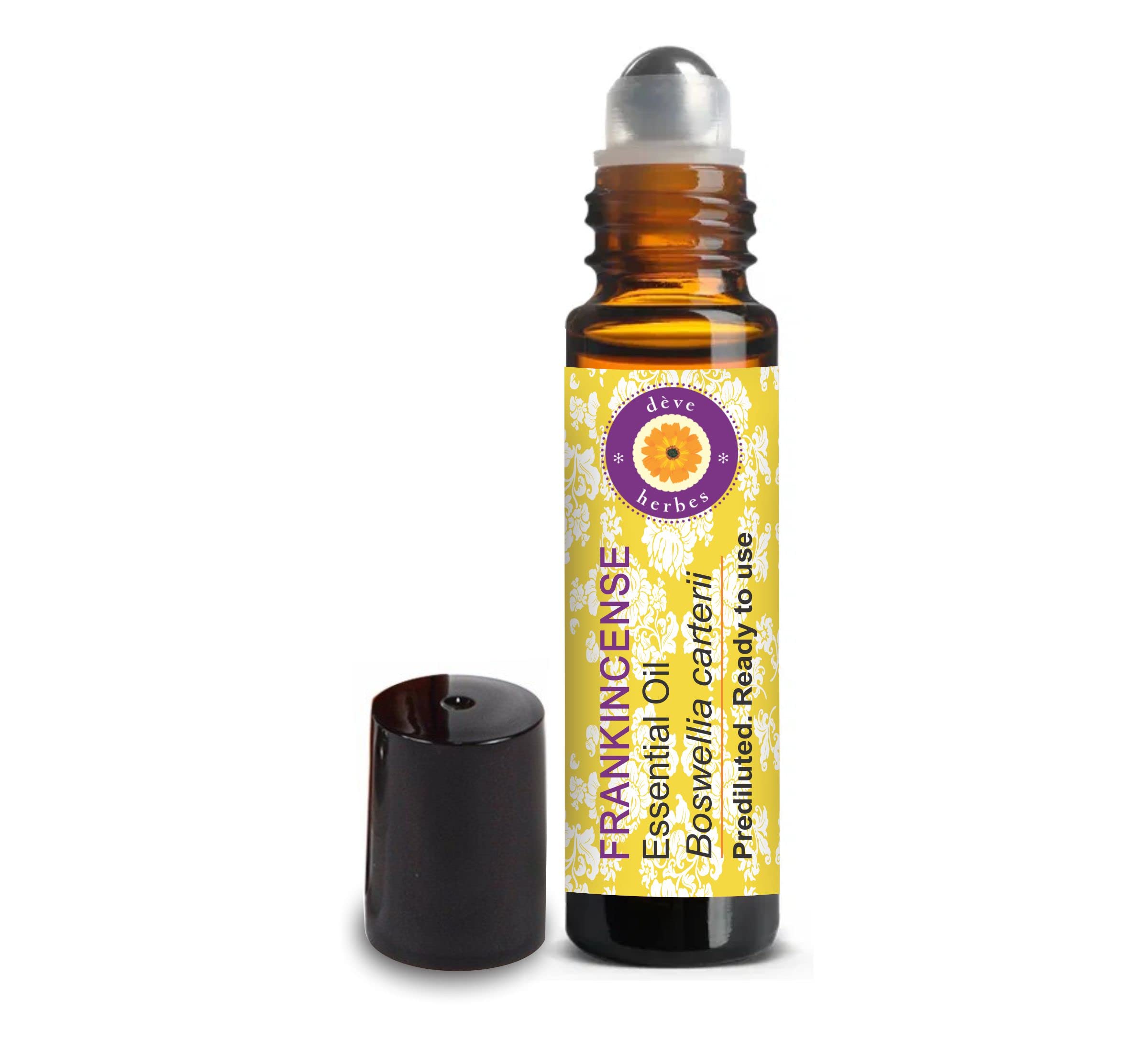 Deve Herbes frankincense roll-on bottle 10ml for convenient on-the-go aromatherapy.