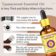 Guaiacwood oil in the amber bottle close-up highlights purity and premium packaging.