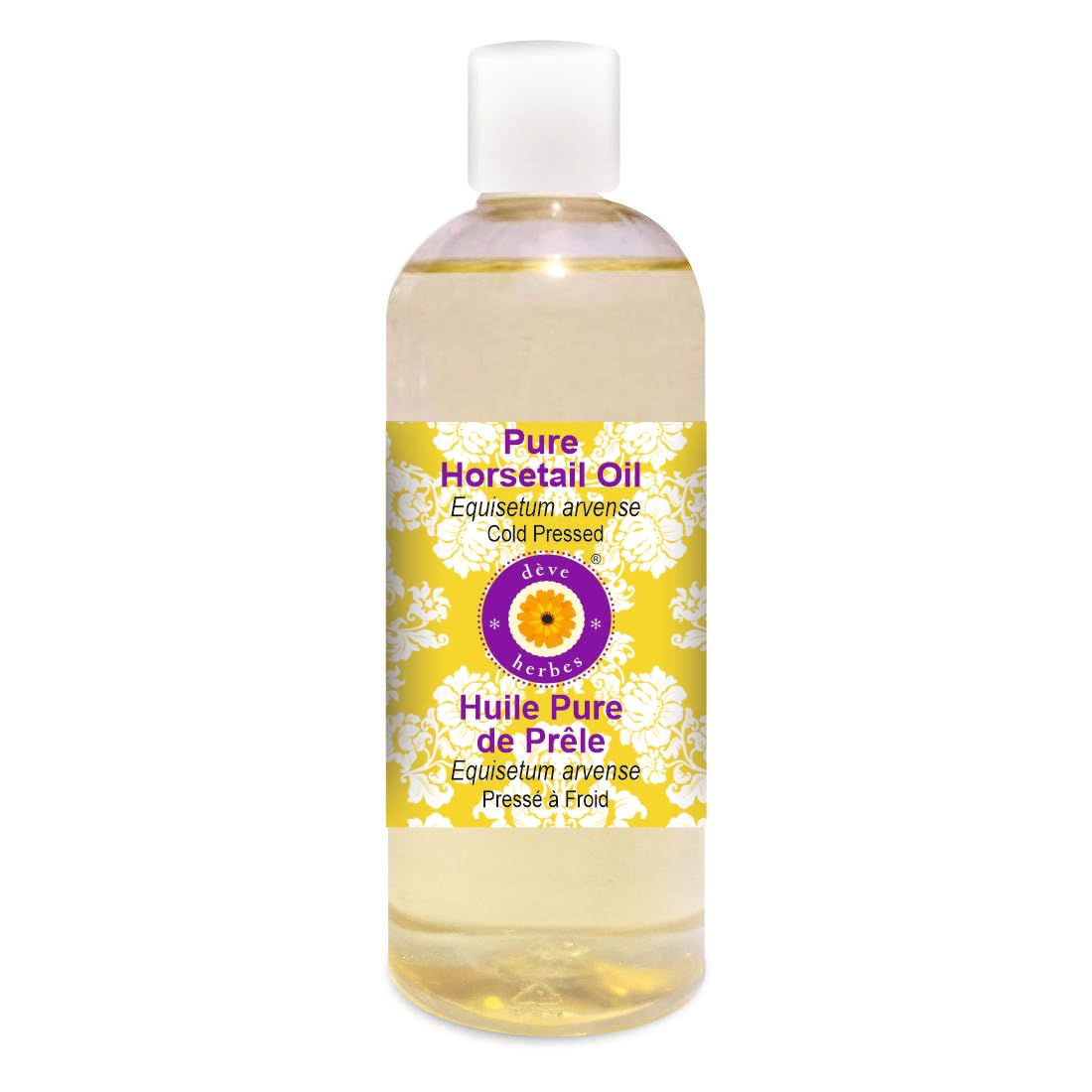 Deve Herbes Horsetail Oil bottle front, pure carrier oil for skin and hair nourishment.