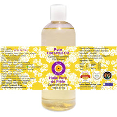 Deve Herbes Horsetail Oil texture closeup, lightweight non-sticky formula for dilution.