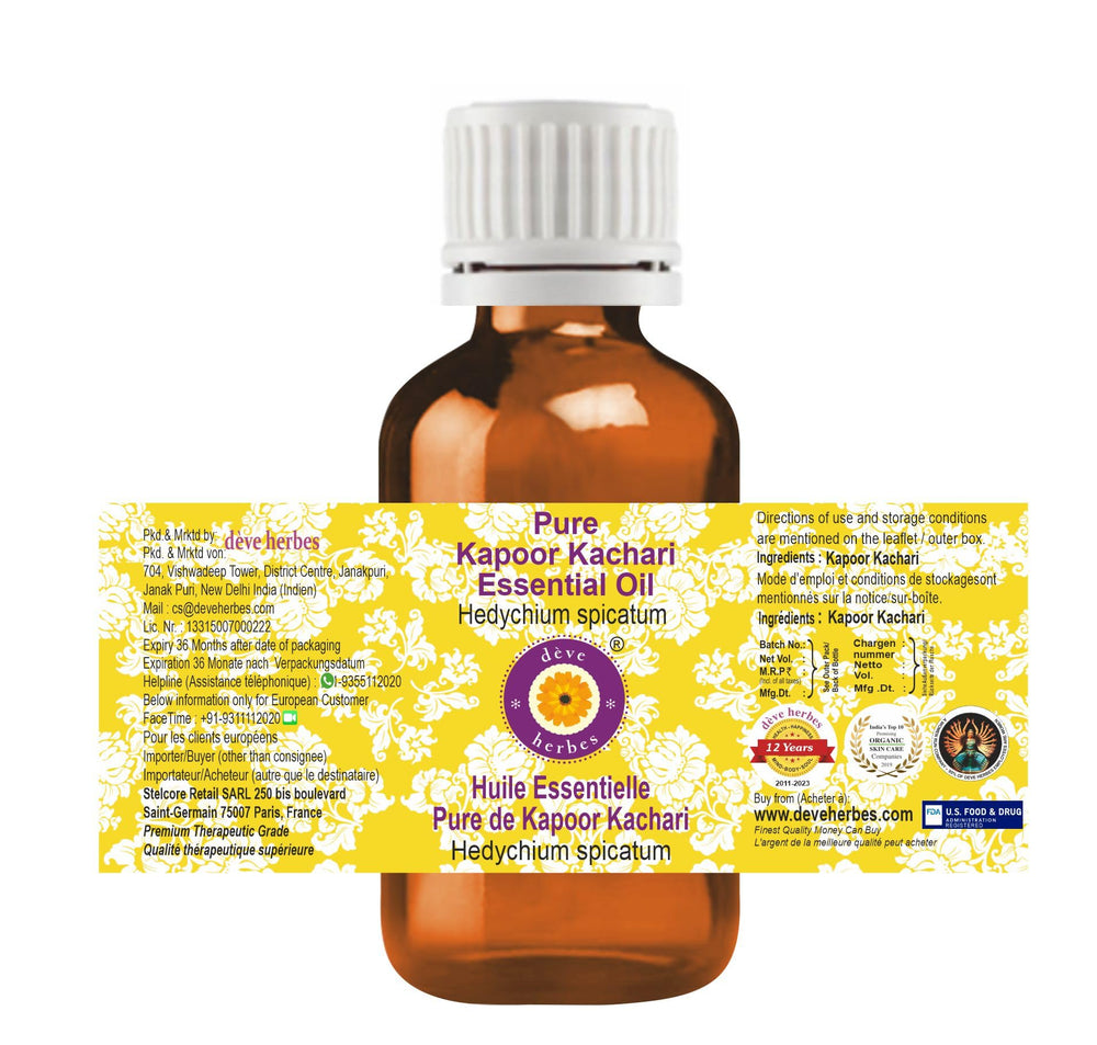 Close-up of Kapoor Kachari oil drops for precise dilution and use.