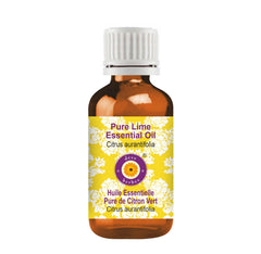 dève herbes Lime Essential Oil bottle on amber glass shows pure citrus aroma