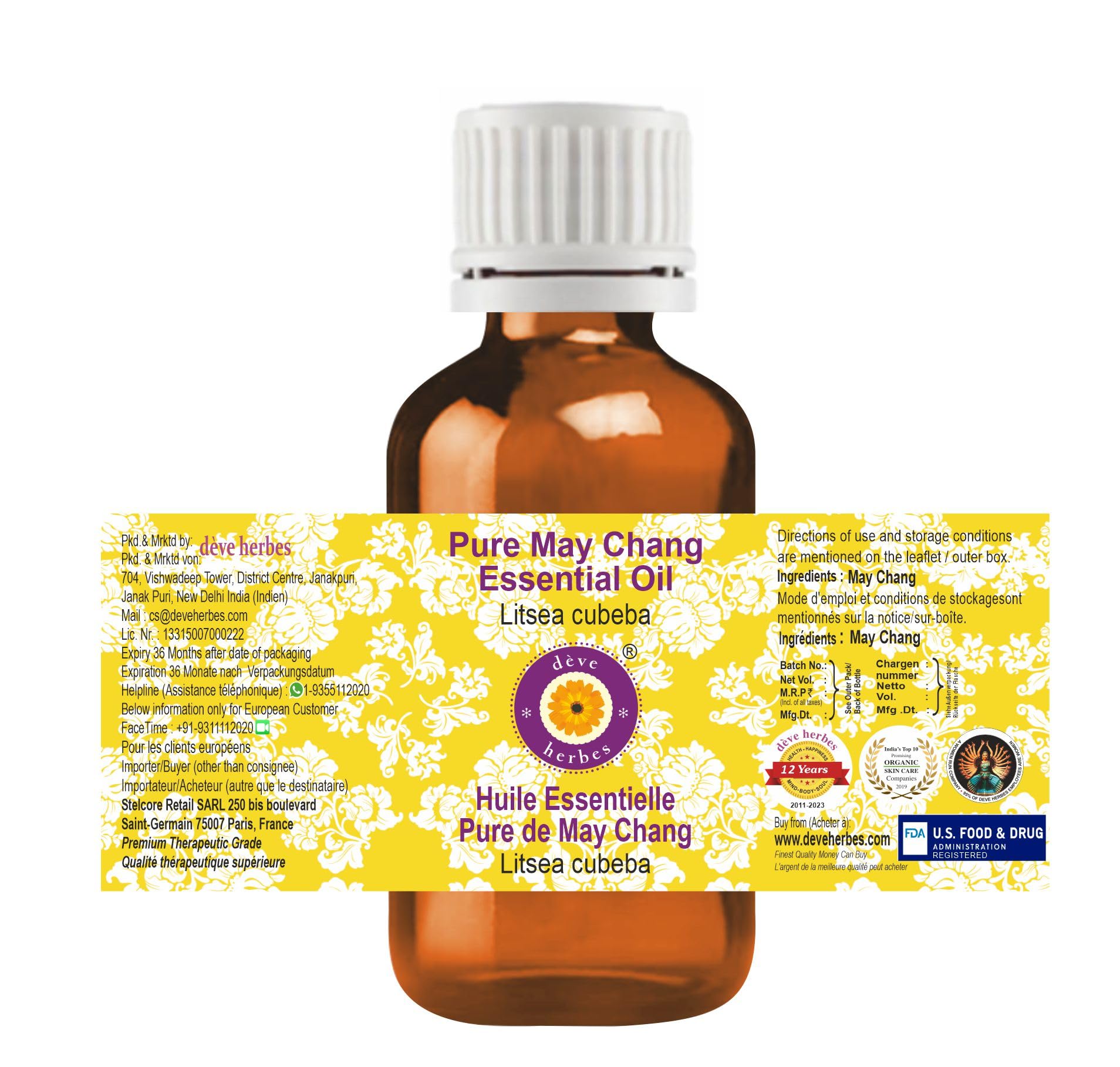 Litsea cubeba steam distilled oil offers pure, clean aroma for blends.