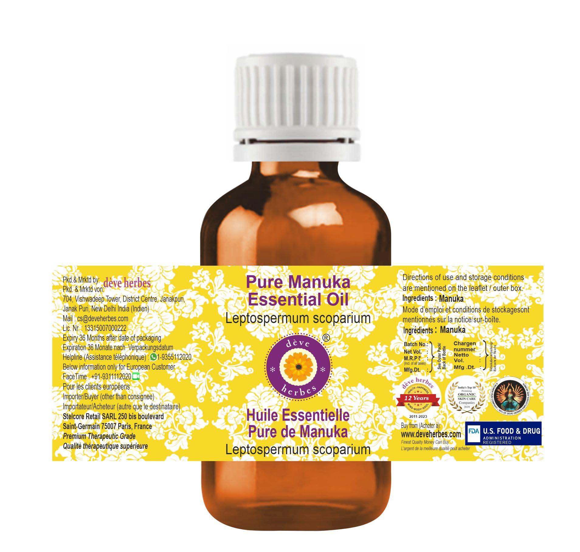 dève herbes Manuka oil amber bottle preserves potency and freshness