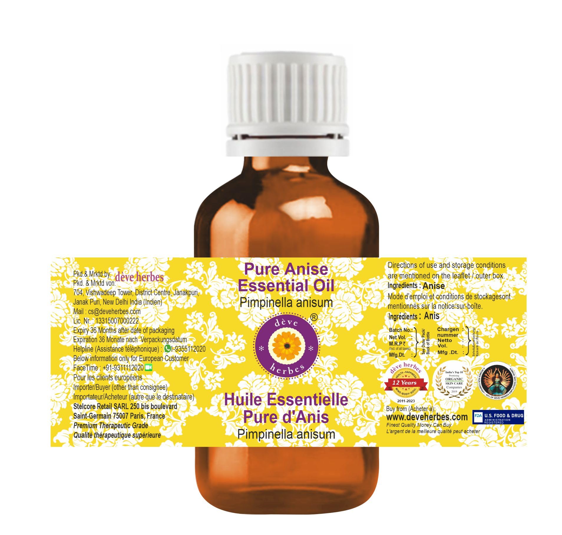 Deve Herbes amber glass bottle preserves purity and aroma.