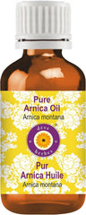 de8ve herbes Pure Arnica Oil in amber bottle ready for skin application