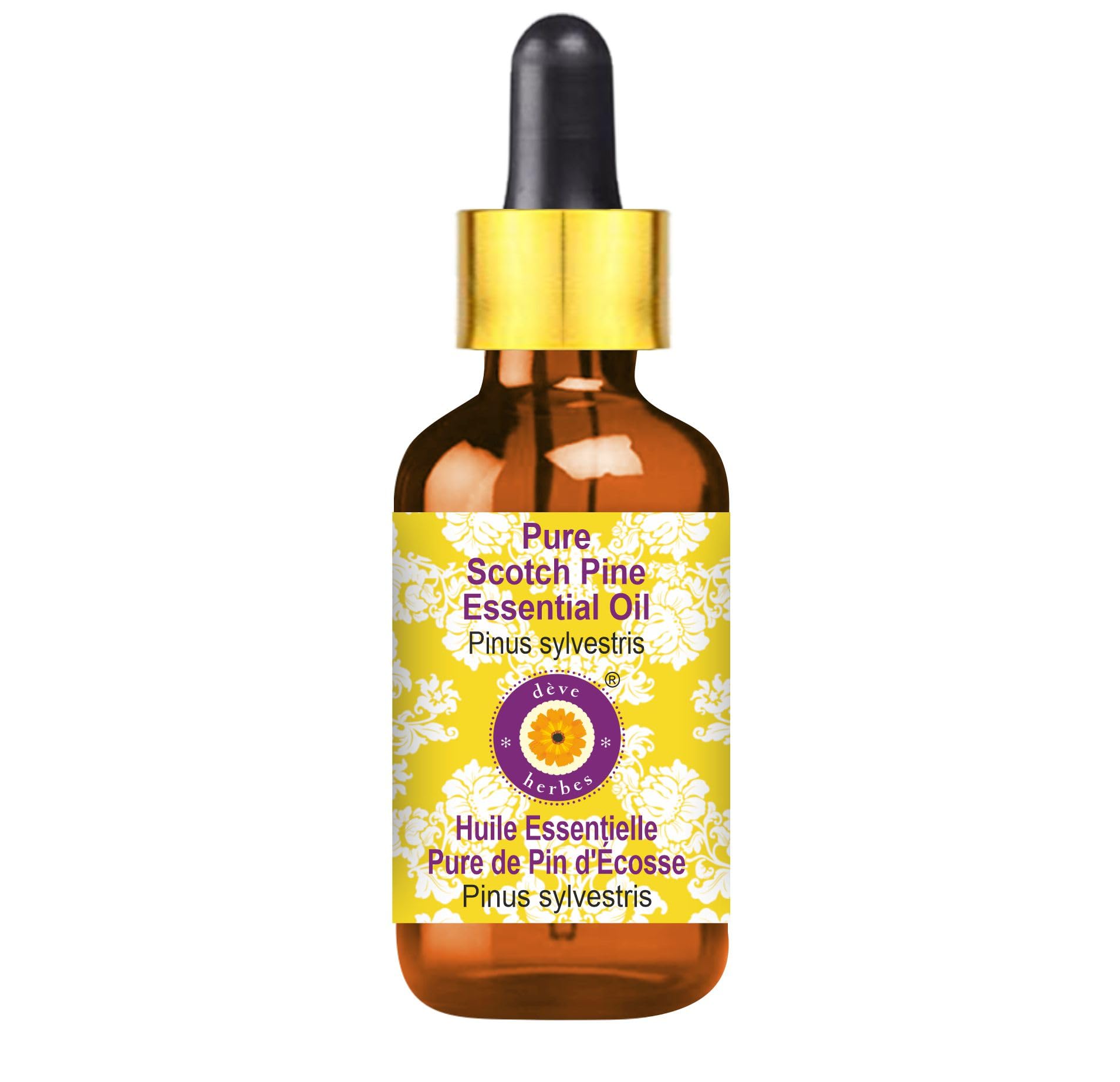 Deve Herbes Pure Scotch Pine oil bottle with dropper for easy aromatherapy use