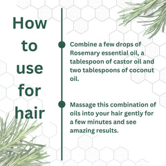 Deve Herbes Rosemary Essential Oil glass bottle showing steam-distillation process for purity.