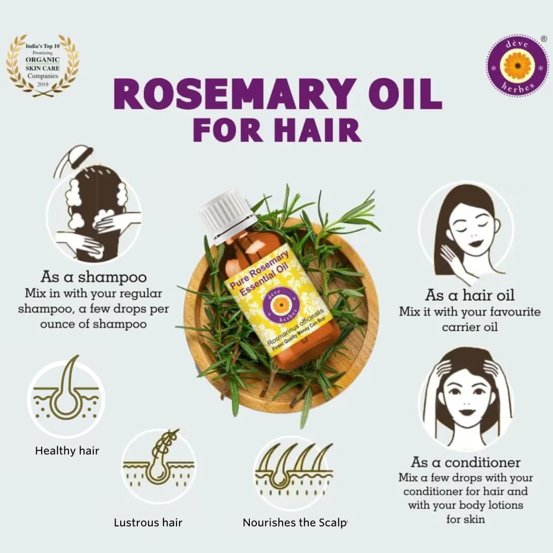 Deve Herbes rosemary oil drops for precise dilutions in blends