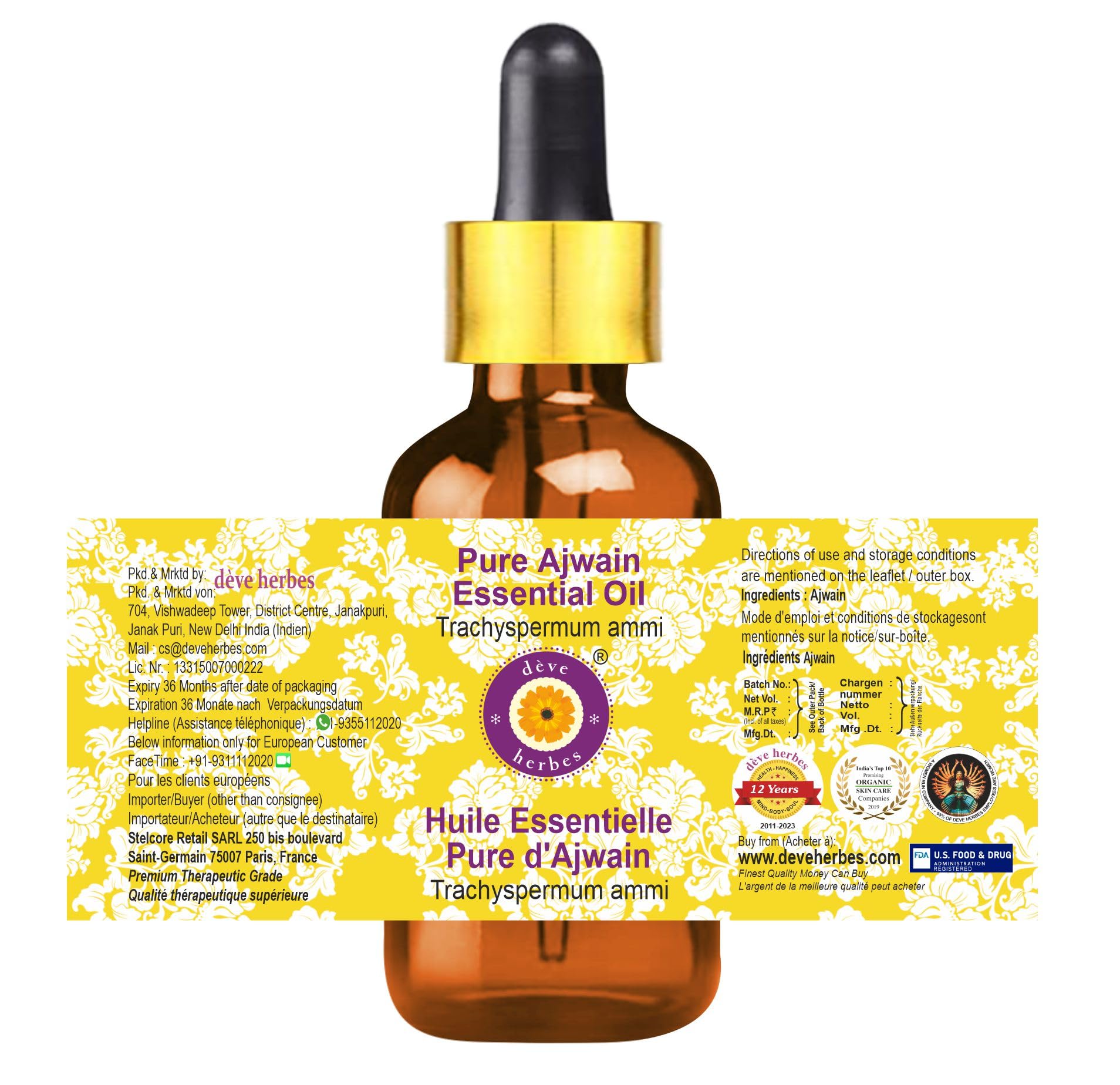 Ajwain essential oil steam-distilled for a crisp, herbal aroma and clarity.