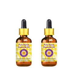 Deve Herbes Styrax essential oil bottle with dropper for lightweight skin care.