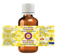 pouring Styrax oil from amber bottle for diffuser or blend applications