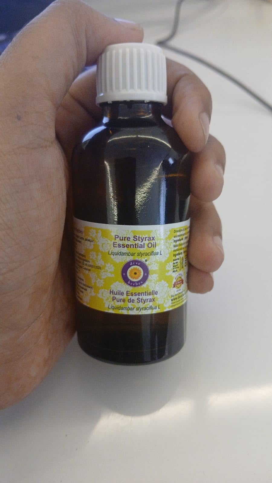 Styrax essential oil ready to dilute with carrier oils for cosmetics