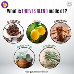 Brand label of Deve Herbes Thieves highlighting natural ingredients