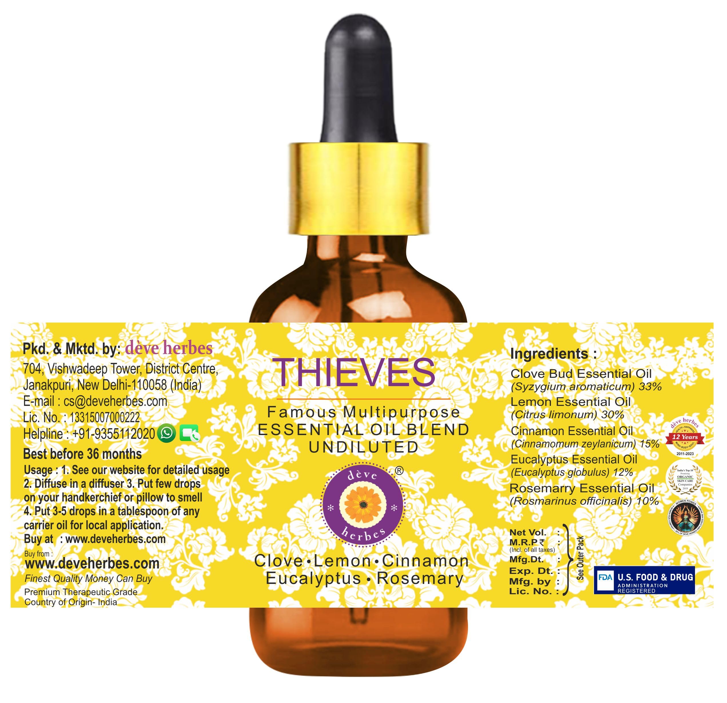 Deve Herbes Thieves roll-on 10ml portable pre-diluted oil for on-the-go use