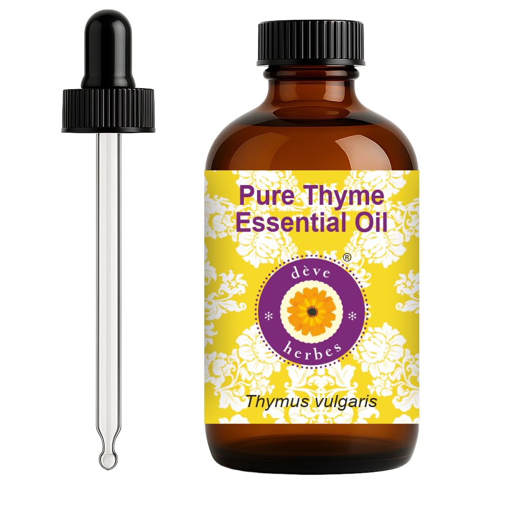 deve-herbes Thyme essential oil bottle with dropper for precise usage.